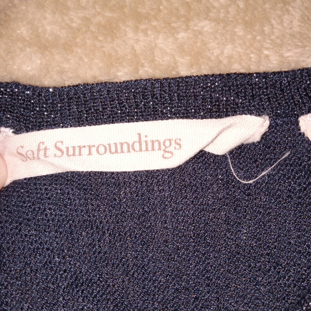 Soft Surroundings Tunic Round Neck Glitter‎ Style Top Navy Blue Medium - Picture 3 of 11